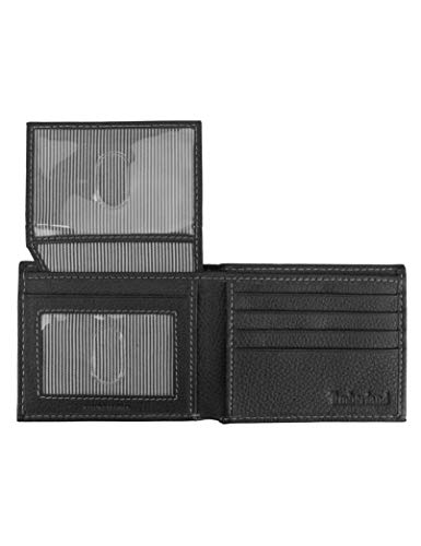 Timberland Black Leather Wallet with Attached Flip Pocket