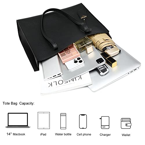 MORGLOVE Large Soft Leather Tote Bag for Women