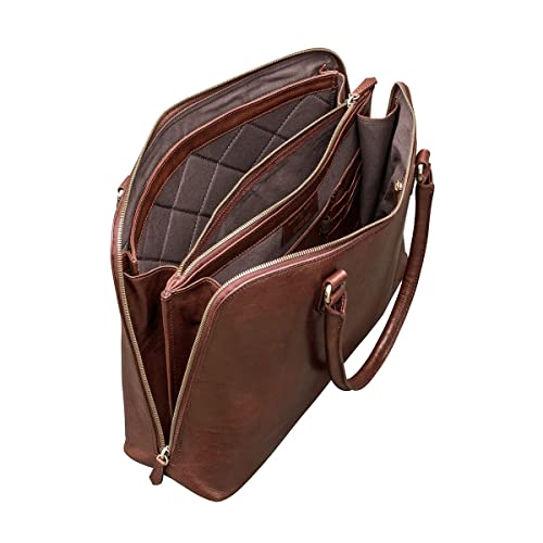 The Fiorella Chestnut Tan Brown Leather Briefcase Bag