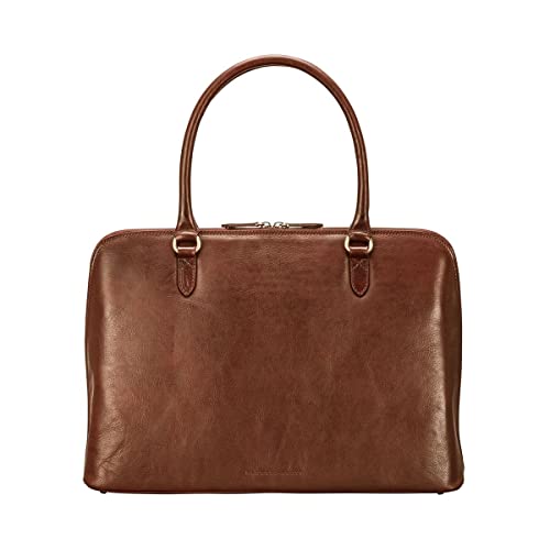 The Fiorella Chestnut Tan Brown Leather Briefcase Bag