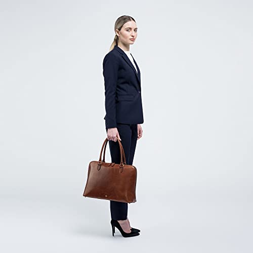 The Fiorella Chestnut Tan Brown Leather Briefcase Bag