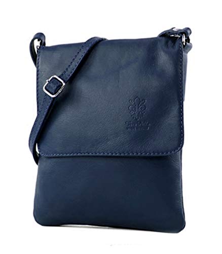 LeahWard Soft Leather Cross Body Handbag - Navy