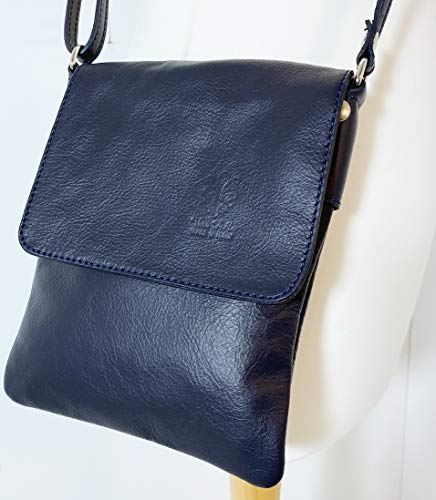 LeahWard Soft Leather Cross Body Handbag - Navy