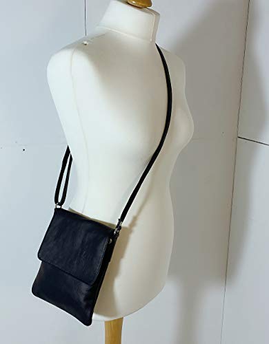 LeahWard Soft Leather Cross Body Handbag - Navy