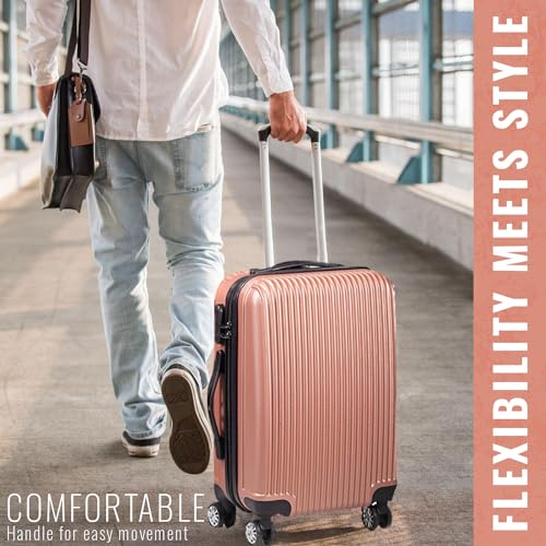 Rose Gold Designer 3pc Suitcase Set - Lightweight