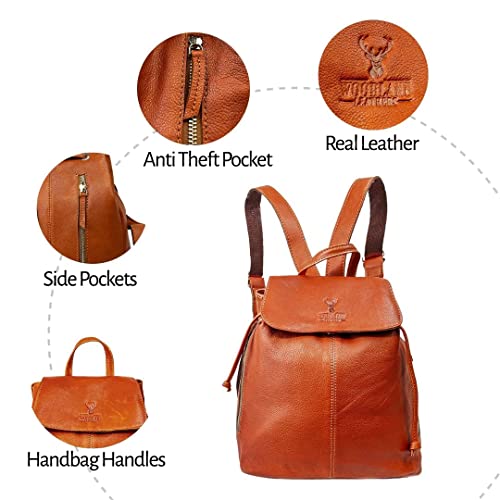 Woodland Leathers Women's Anti-Theft Leather Backpack