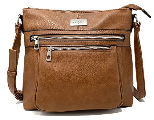 Stylish Tan Designer Cross Body Handbag with Adjustable Strap