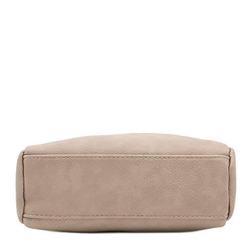 Designer Triple Zip Shoulder Bag, Beige Brick, One Size