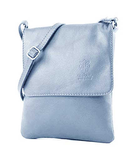 LeahWard Small Blue Italian Leather Shoulder Bag