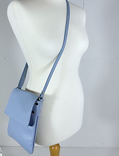 LeahWard Small Blue Italian Leather Shoulder Bag