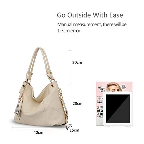 NICOLE & DORIS Large Capacity Leather Hobo Bag