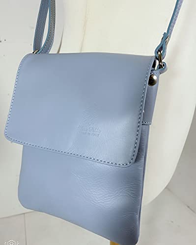 LeahWard Small Blue Italian Leather Shoulder Bag