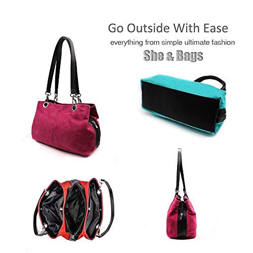 Italian Suede Designer Handbag with 3 Zip Pockets