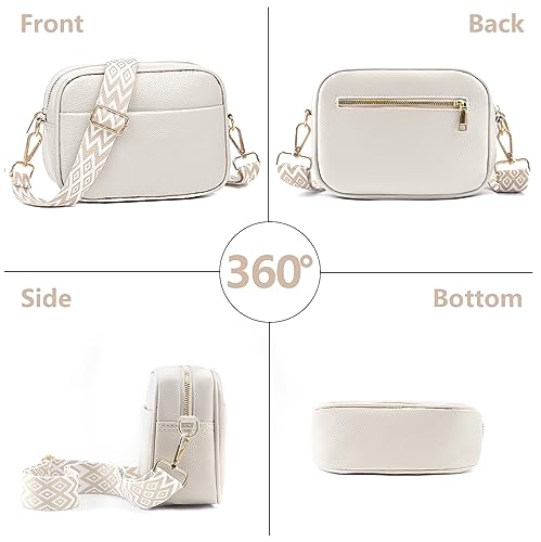 DKIIL NOIYB Damen Leder Crossbody Umhängetasche - A02-weiß, 22cm