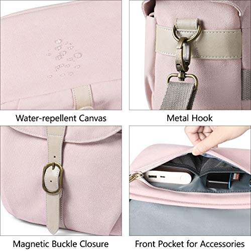 Pink Canvas DSLR Camera Bag with Rain Cover