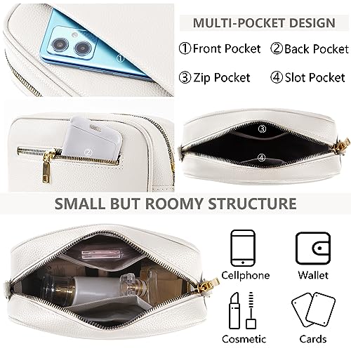 DKIIL NOIYB Damen Leder Crossbody Umhängetasche - A02-weiß, 22cm