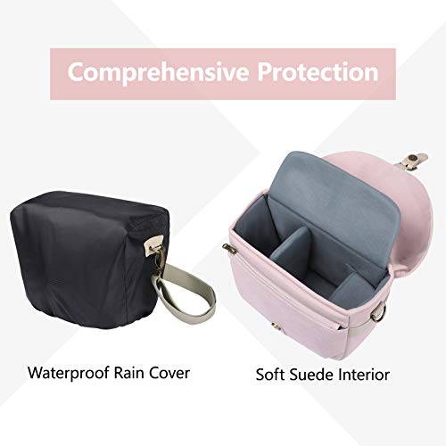 Pink Canvas DSLR Camera Bag with Rain Cover