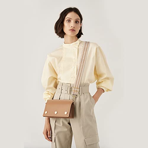 Beige Canvas Crossbody Bag with Adjustable Wide Strap
