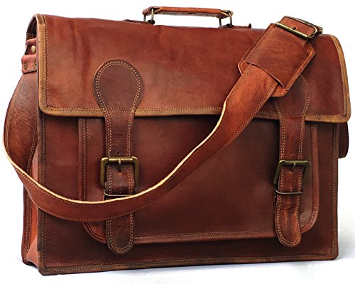 18" Designer Leather Laptop Messenger Bag - Vintage Couture