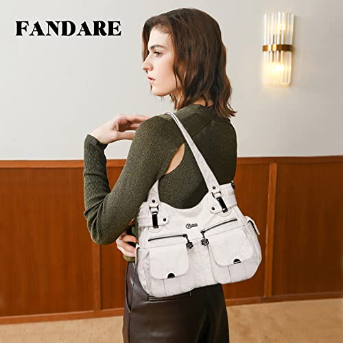 White PU Leather Large Crossbody Hobo Satchel Purse