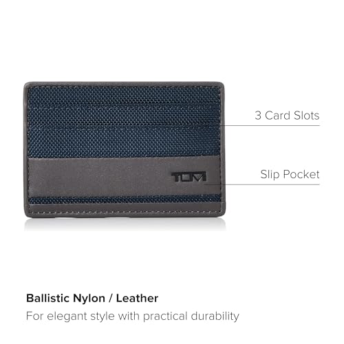 TUMI Navy/Grey Alpha Slim Card Case Wallet for Men