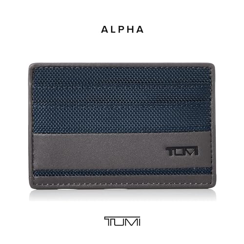 TUMI Navy/Grey Alpha Slim Card Case Wallet for Men