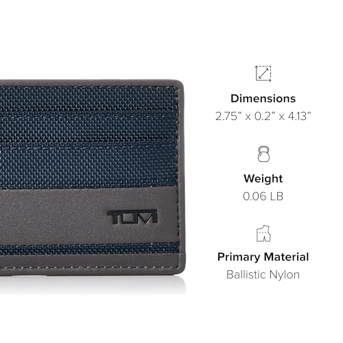 TUMI Navy/Grey Alpha Slim Card Case Wallet for Men