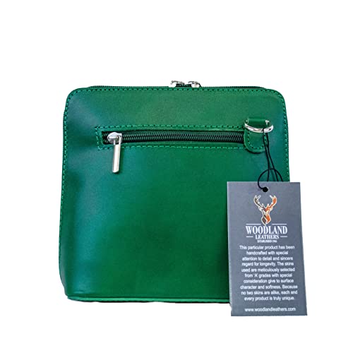 Green Vera Pelle Leather Designer Crossbody Handbag