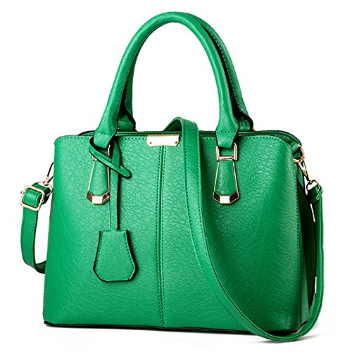 Green Designer Satchel Tote Bag with Top Handle