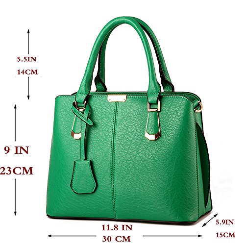 Green Designer Satchel Tote Bag with Top Handle