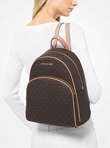 Brown/Soft Pink Michael Kors Abbey Medium Logo Backpack