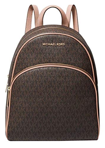 Brown/Soft Pink Michael Kors Abbey Medium Logo Backpack