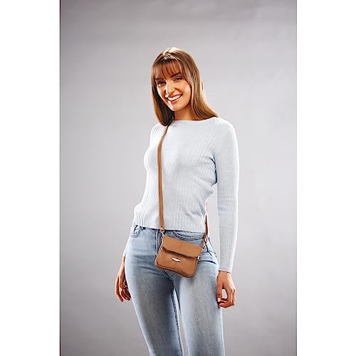 Black Leather Mini Crossbody Bag for Women