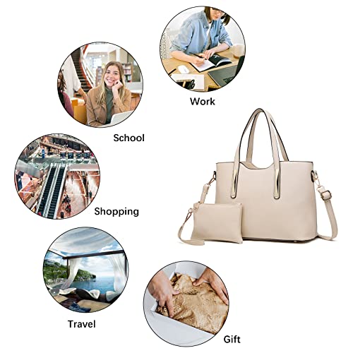Miss Lulu Designer PU Leather Tote Bag - 2 Piece Set