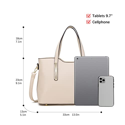 Miss Lulu Designer PU Leather Tote Bag - 2 Piece Set