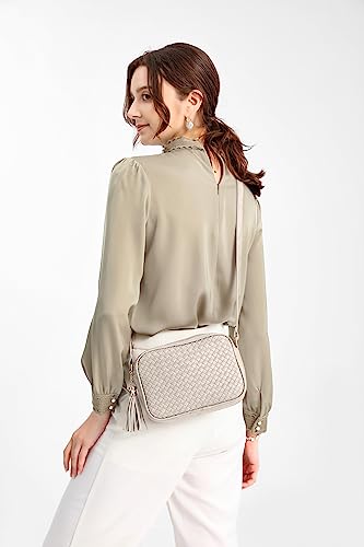 Woven Crossbody Leather Messenger Bag for Women - Gladdon