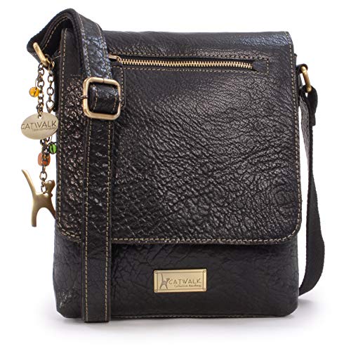 Designer Leather Messenger Bag – ANJA - Black