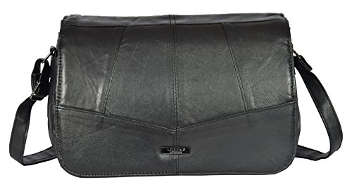 House Of Leather, Black Damen Umhängetasche Medium
