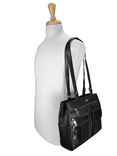 Quenchy London Leather Shoulder Bag - 8 Inner Pockets - Medium Size