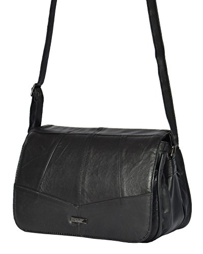 House Of Leather, Black Damen Umhängetasche Medium