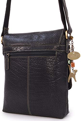 Designer Leather Messenger Bag – ANJA - Black