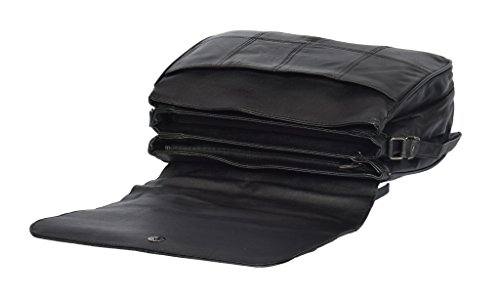 Real Leather Large Cross Body Messenger Shoulder Bag Black
