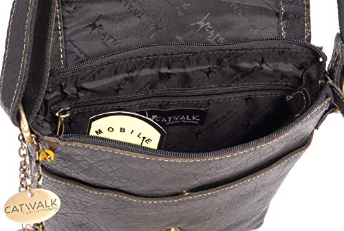 Designer Leather Messenger Bag – ANJA - Black