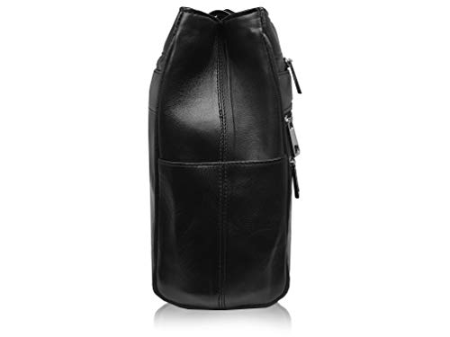 Quenchy London Leather Shoulder Bag - 8 Inner Pockets - Medium Size