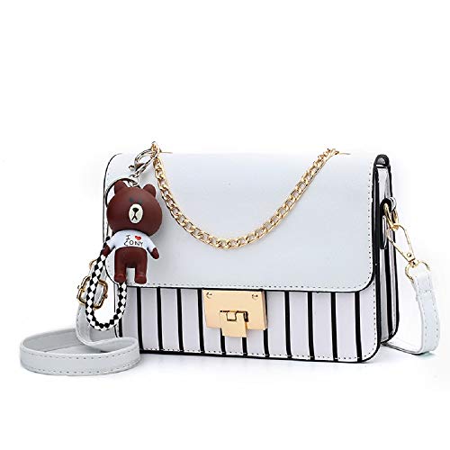 Stylish White Leather Crossbody Bag for Women (Chain Strap)