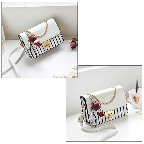 Stylish White Leather Crossbody Bag for Women (Chain Strap)