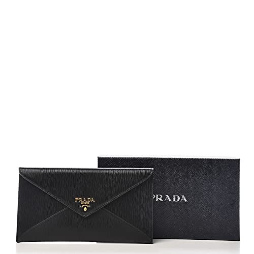 Prada Saffiano Vitello Envelope Clutch Bag in Black