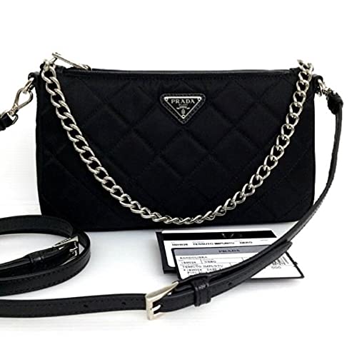 Prada Quilted Black Nylon Convertible Shoulder Bag