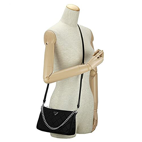 Prada Quilted Black Nylon Convertible Shoulder Bag