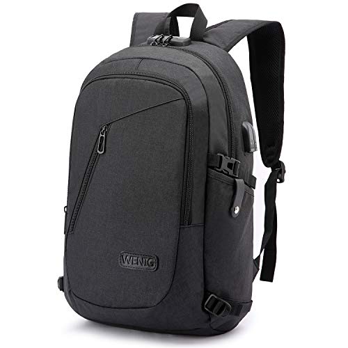 USB Charging Anti-Theft Laptop Backpack in Black